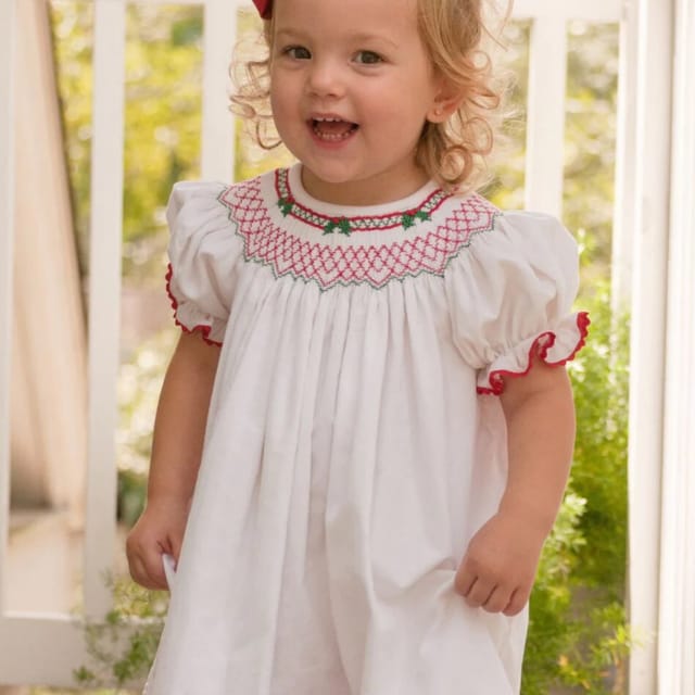 SB Smocked Holly Geo Bishop Dress