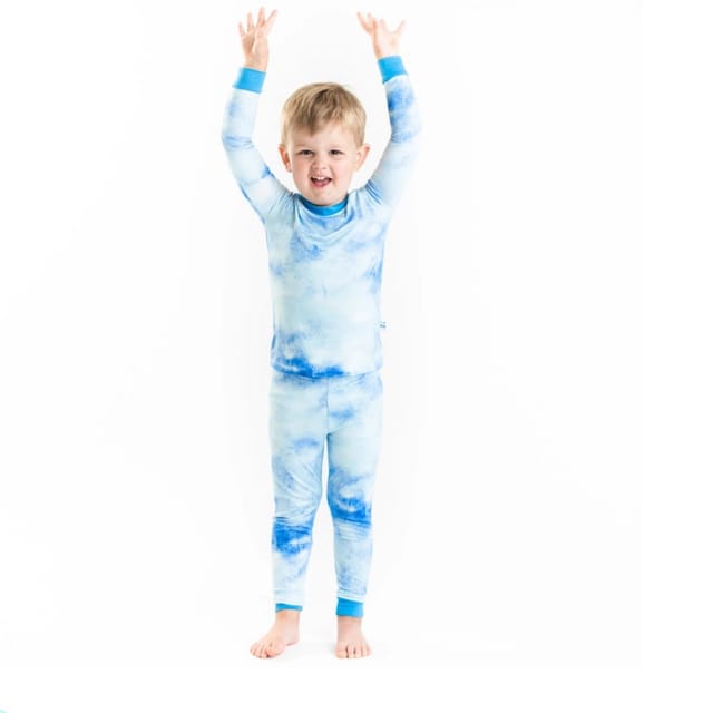 LIttle Sleepies 2Pc PJ Set-Blue Watercolor-4T