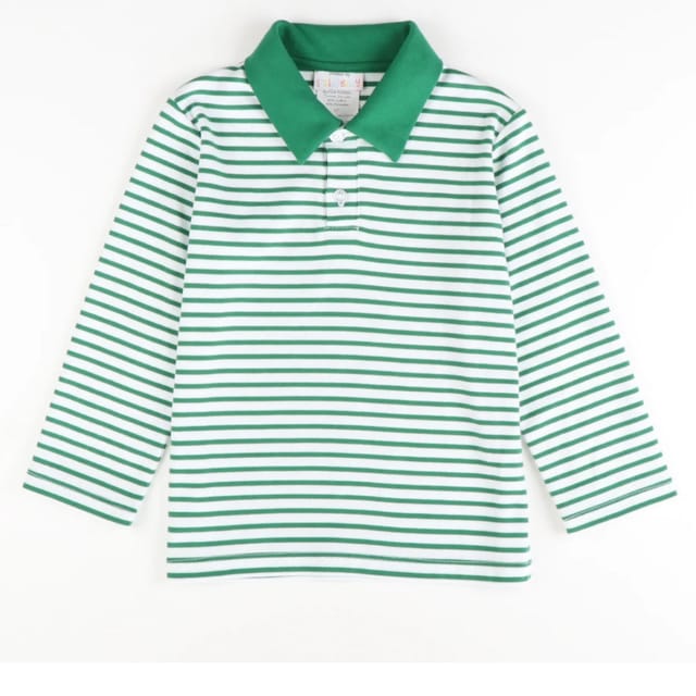 SB Long Sleeve Polo-Green Stripe