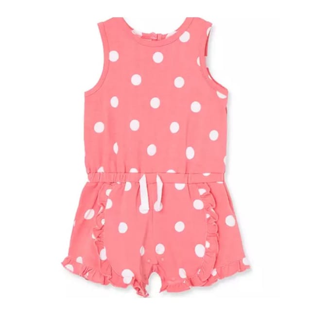 LM Coral Polka Dot Romper