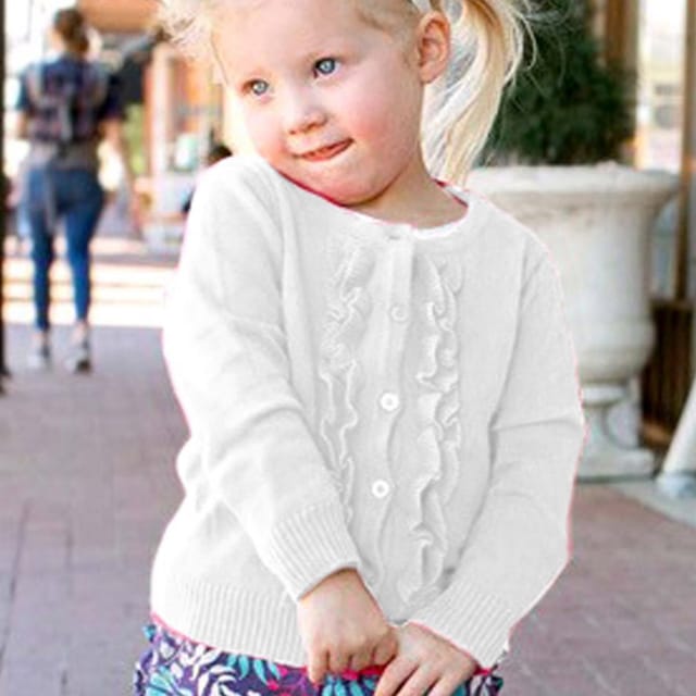 RB Ruffle Cardigan-Wht
