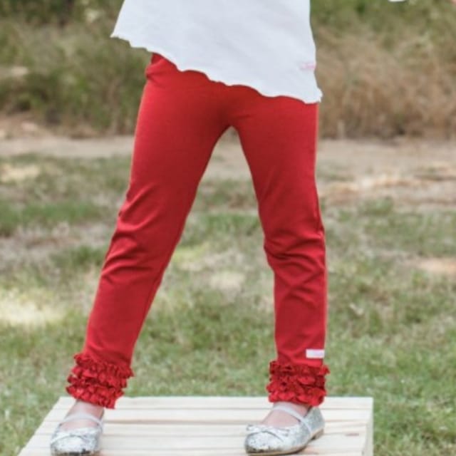 RB Everyday Ruffled Leggings-Red