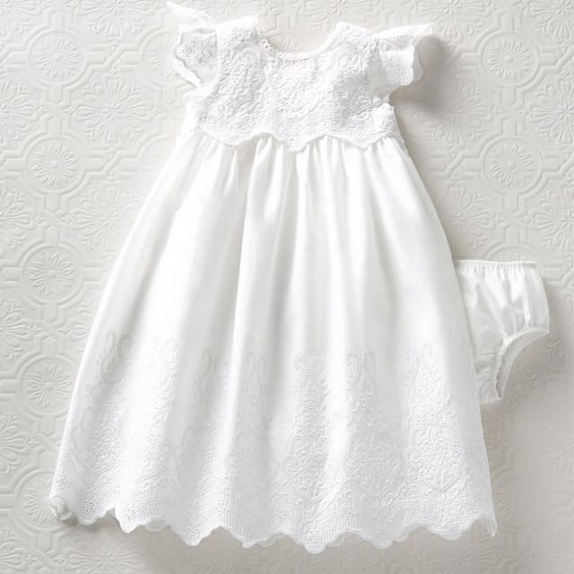 MP Eyelet Christening Gown 2Pc Set