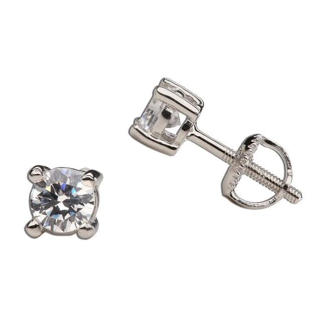 CM Sterling Silver Clear CZ Stud Earrings