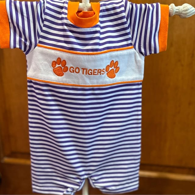 OP Striped Clemson Romper