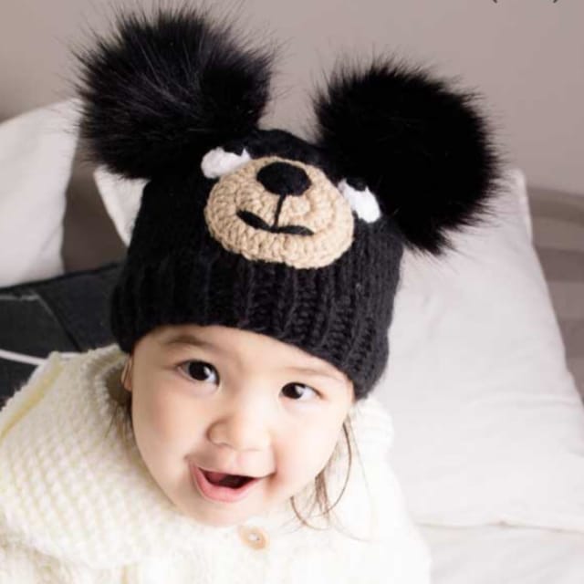 HL Black Bear Knit Beanie Hat