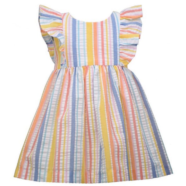 BJN Striped Seersucker Pinafore Dress & Bloomer Set