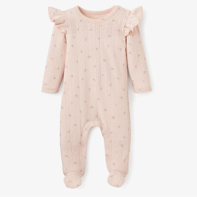 EB Organic Pointelle Cotton Baby Jumpsuit-Blush