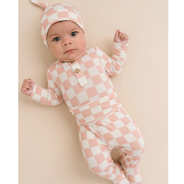 LOS 3Pc Bamboo Set-Blush Checkered