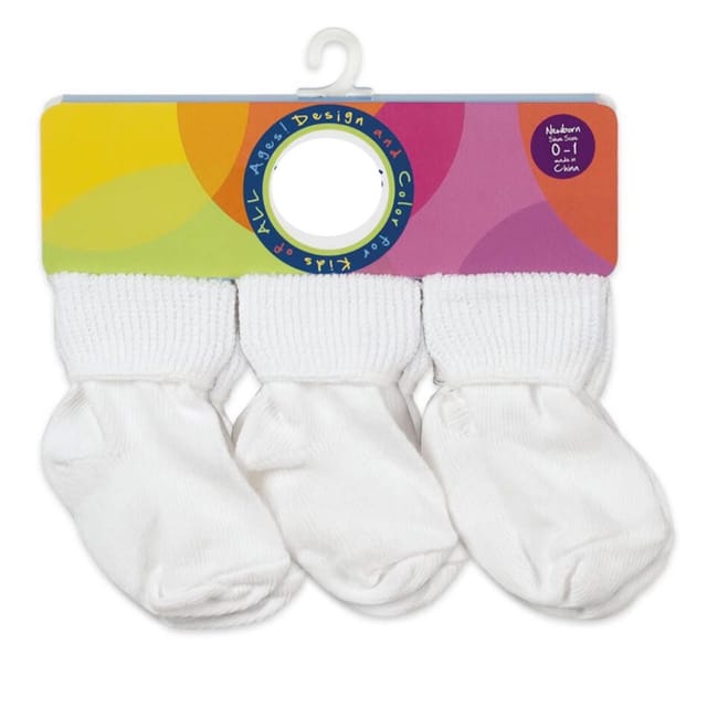 JS 6Pk Classic Turn Cuff Bootie Socks-White-2108