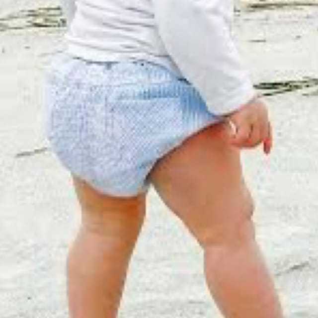 HL Blue Seersucker Diaper Cover-0/3M