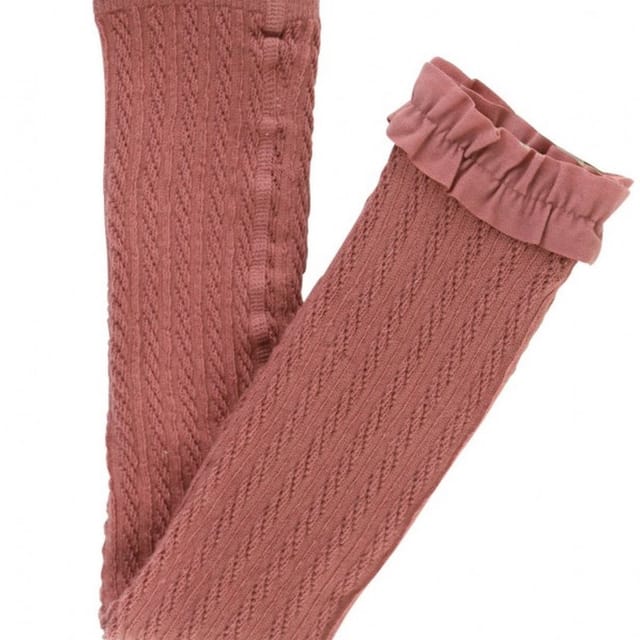 RB Cable Knit Footless Tights-Mauve