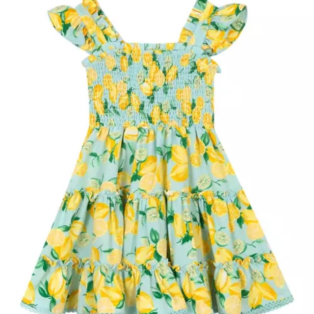 RE Aqua & Lemon Print Dress