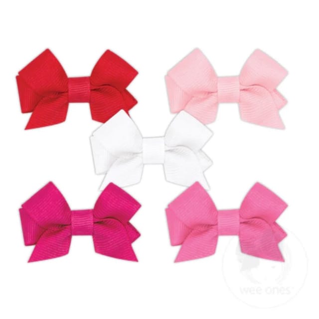 WO 5Pk Baby Front Tail Bow Set-White/Pink/Red